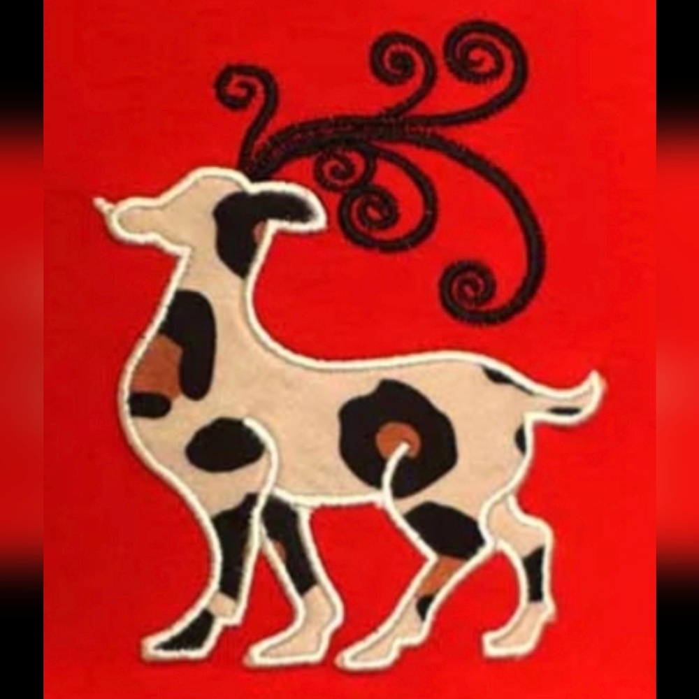 Red & Leopard Print Reindeer Ruffle Dress - Picture 2 of 2